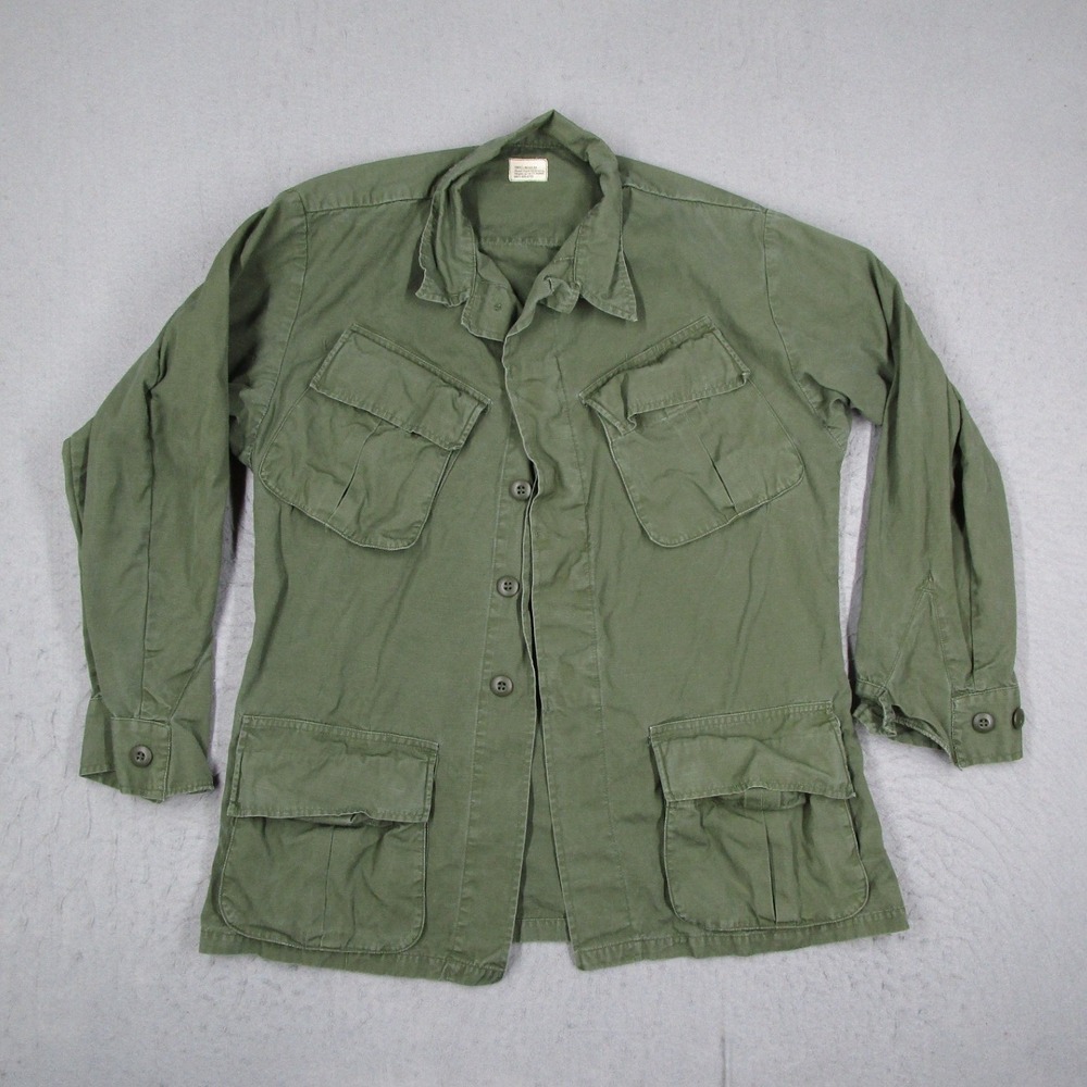 Vintage 1968 US Military Jungle Fatigue Jacket OG 107 Ripstop Poplin Small Reg